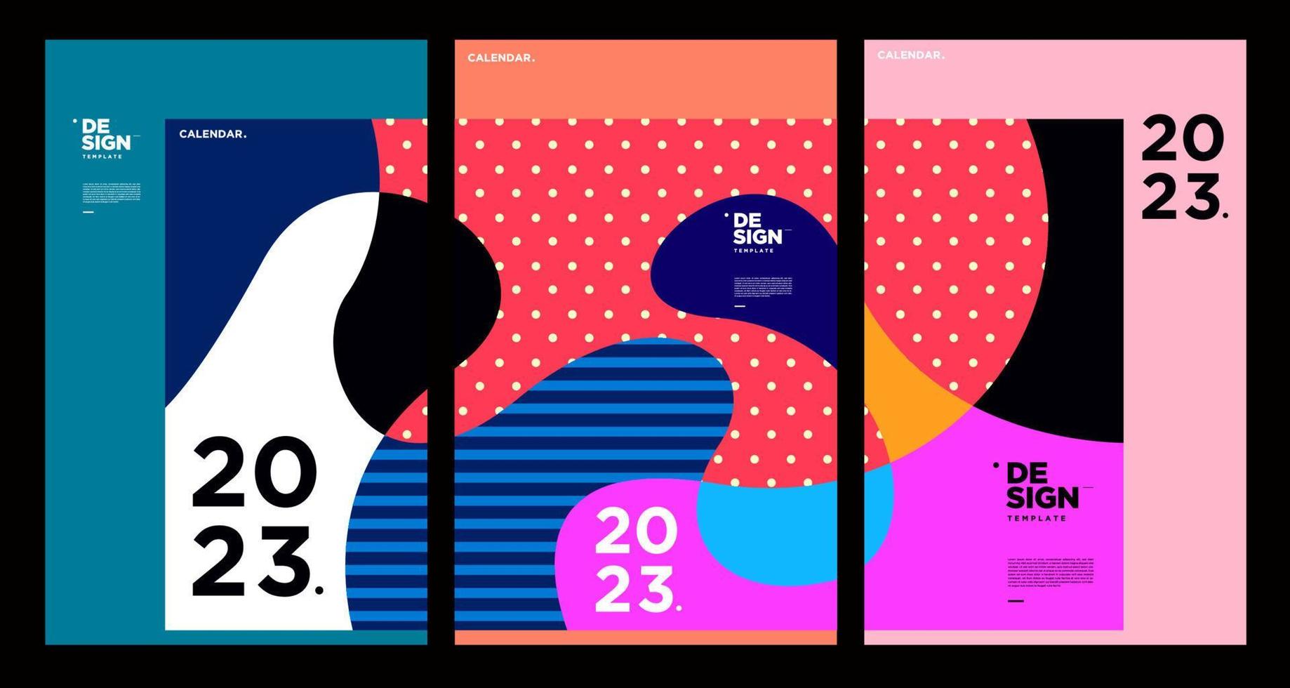 nieuw jaar 2023 kalender ontwerp sjabloon met meetkundig kleurrijk abstract. vector kalender ontwerp.