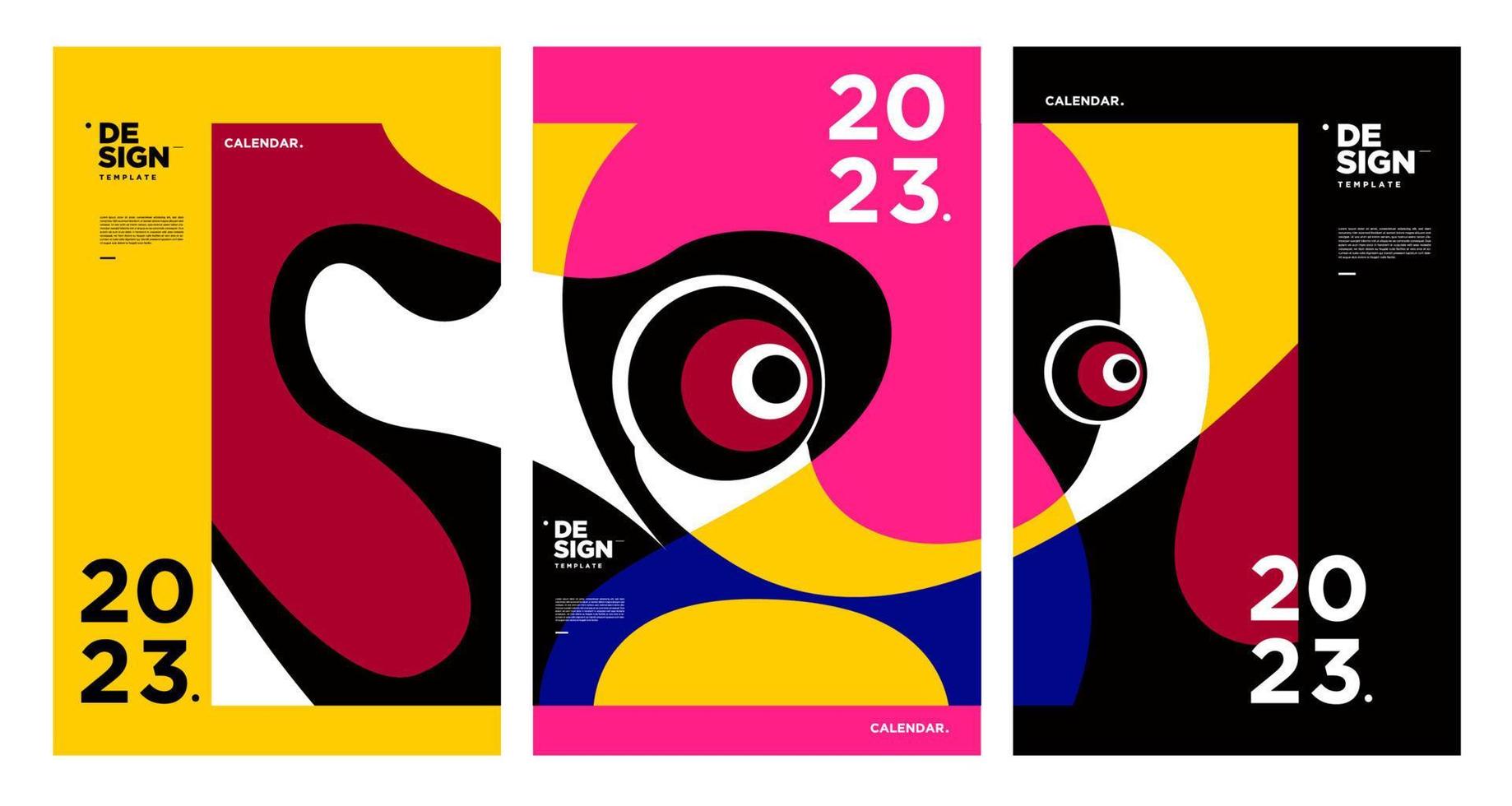 nieuw jaar 2023 kalender ontwerp sjabloon met meetkundig kleurrijk abstract. vector kalender ontwerp.