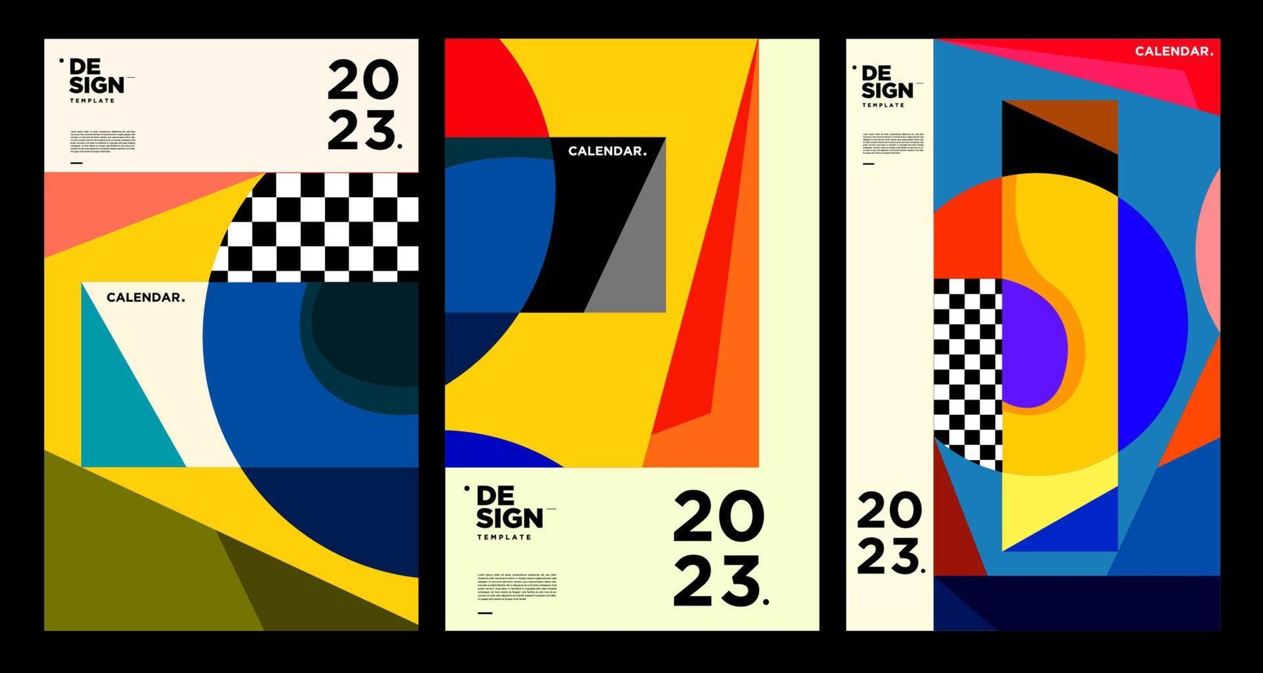 nieuw jaar 2023 kalender ontwerp sjabloon met meetkundig kleurrijk abstract. vector kalender ontwerp.