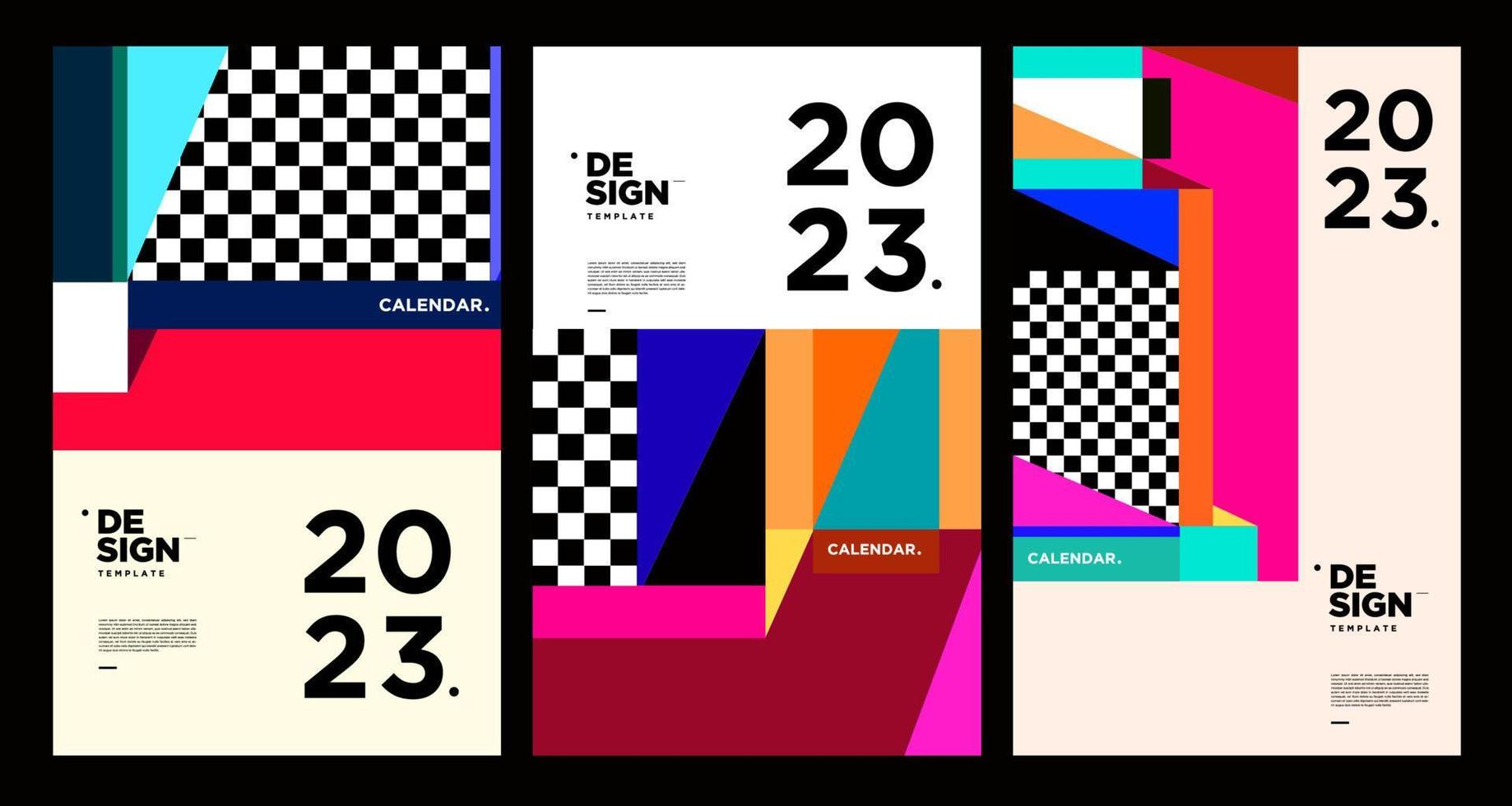 nieuw jaar 2023 kalender ontwerp sjabloon met meetkundig kleurrijk abstract. vector kalender ontwerp.