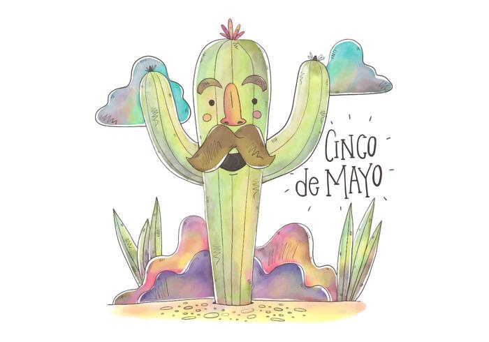 Kleurrijke Cactus Karakter voor Cinco De Mayo Vector