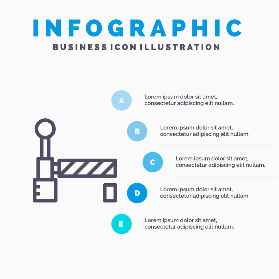 vlag trein station lijn icoon met 5 stappen presentatie infographics achtergrond vector