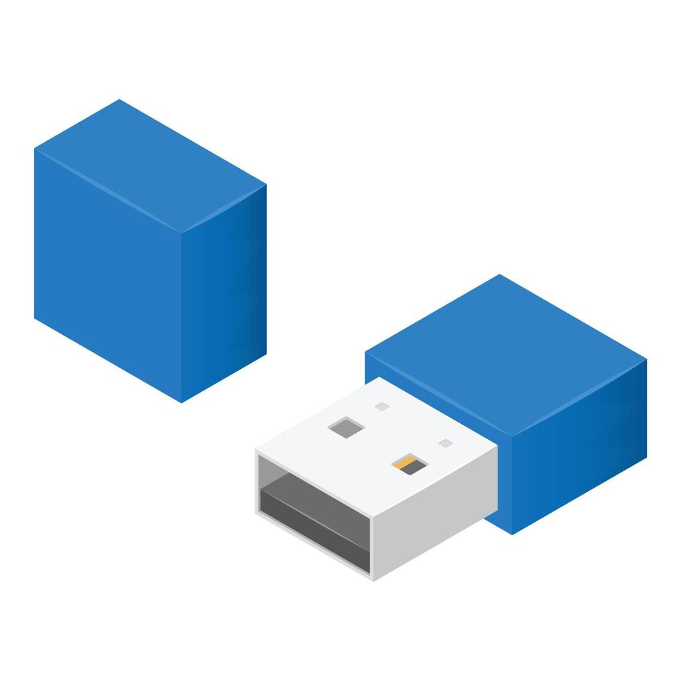 klein USB flash icoon, isometrische stijl vector