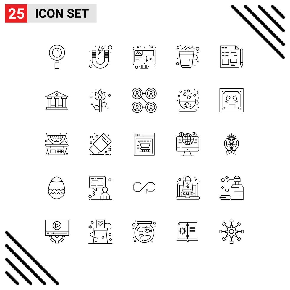 25 creatief pictogrammen modern tekens en symbolen van het dossier drinken studie kop scherm bewerkbare vector ontwerp elementen