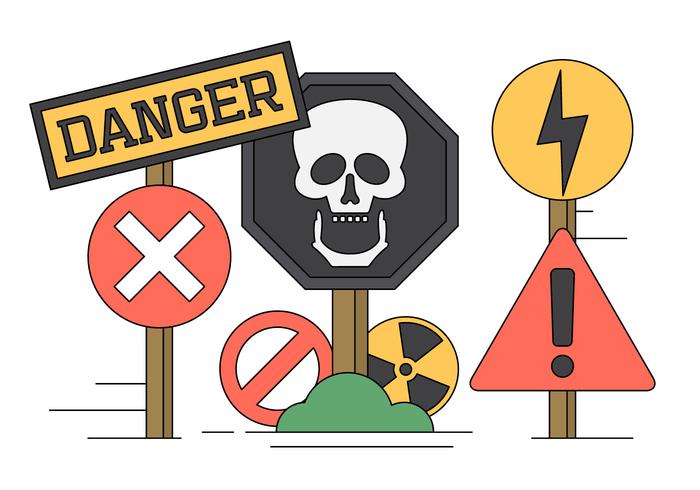 Vector Illustratie van Danger Sings en pictogrammen