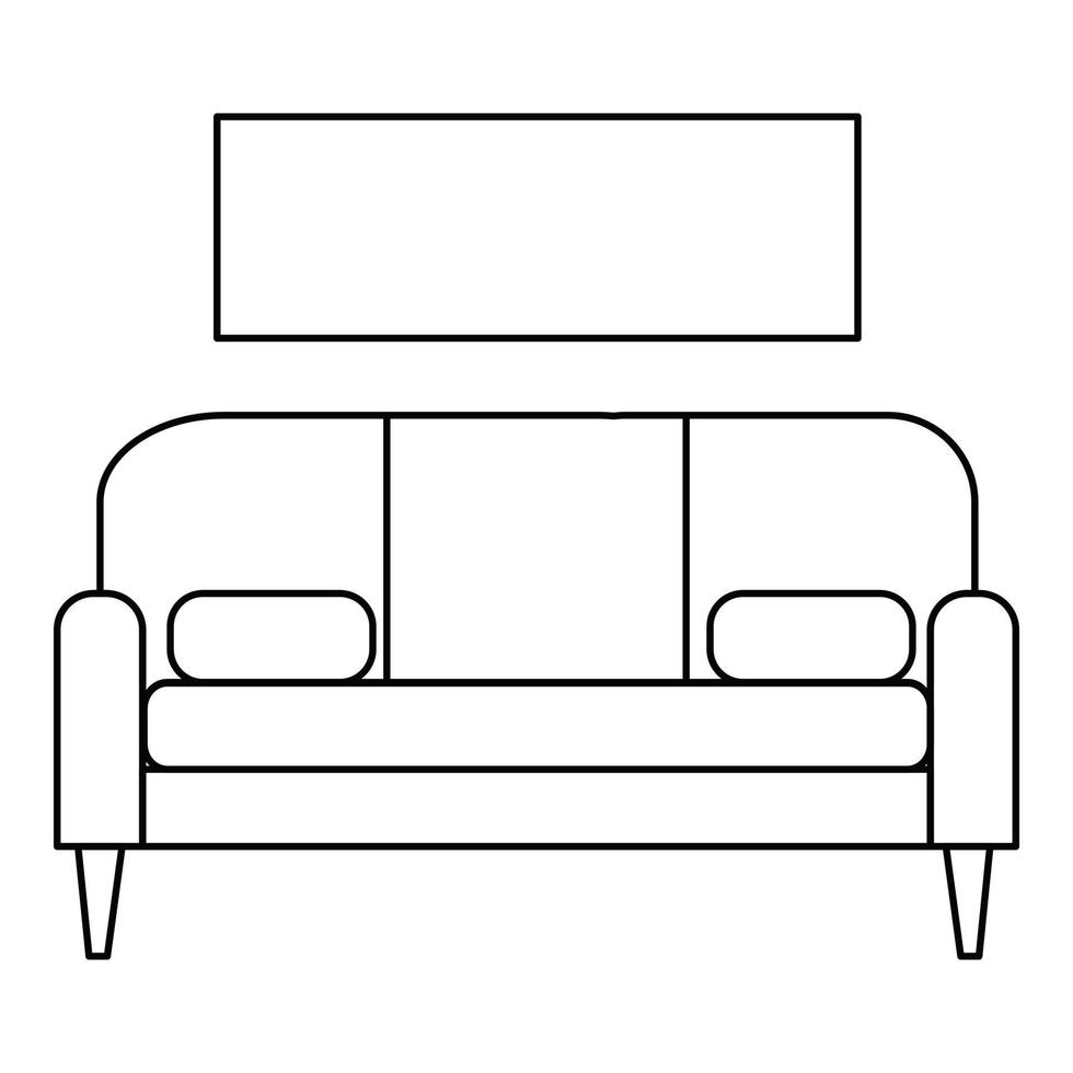 leven kamer sofa icoon, schets stijl vector