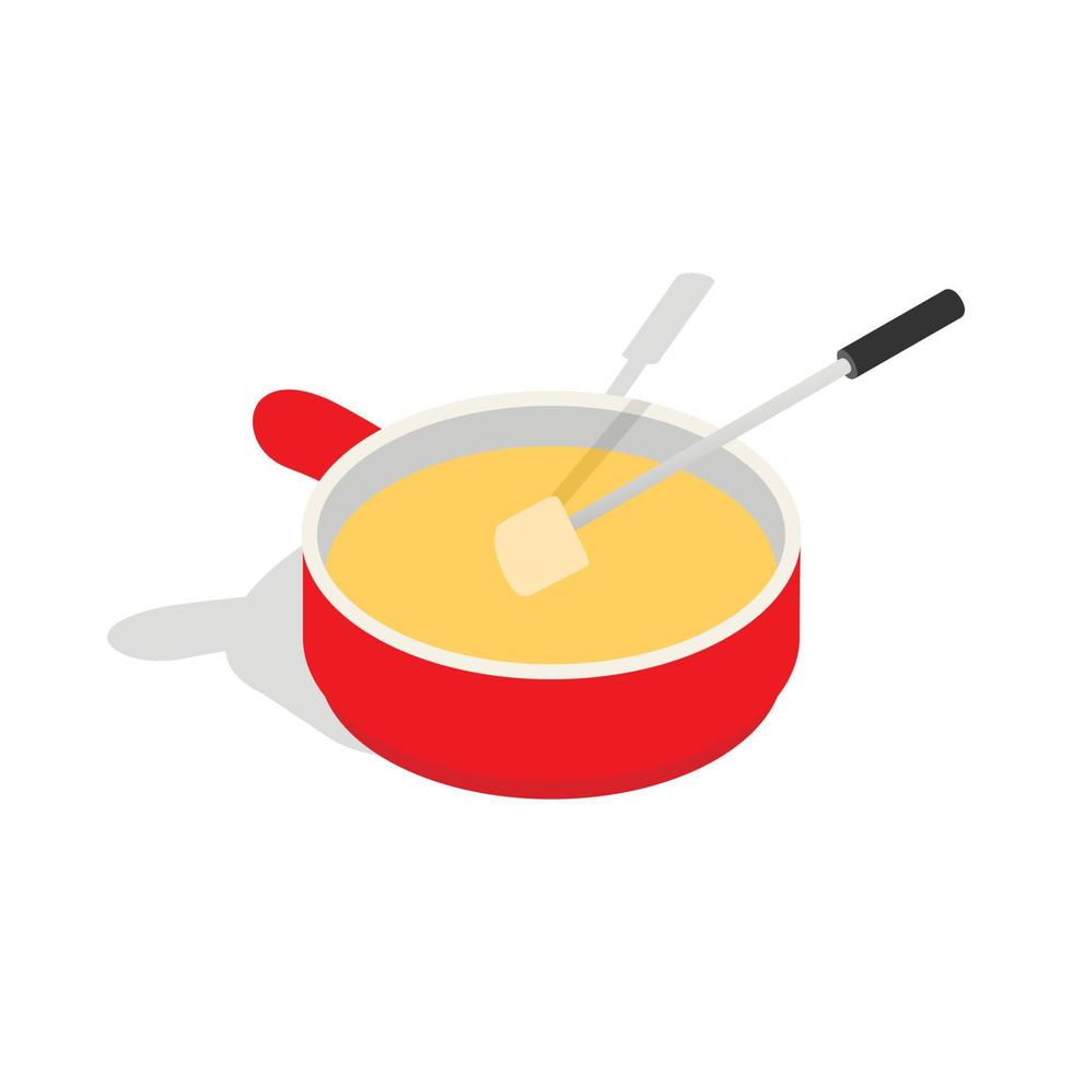 kaas fondue icoon, isometrische 3d stijl vector