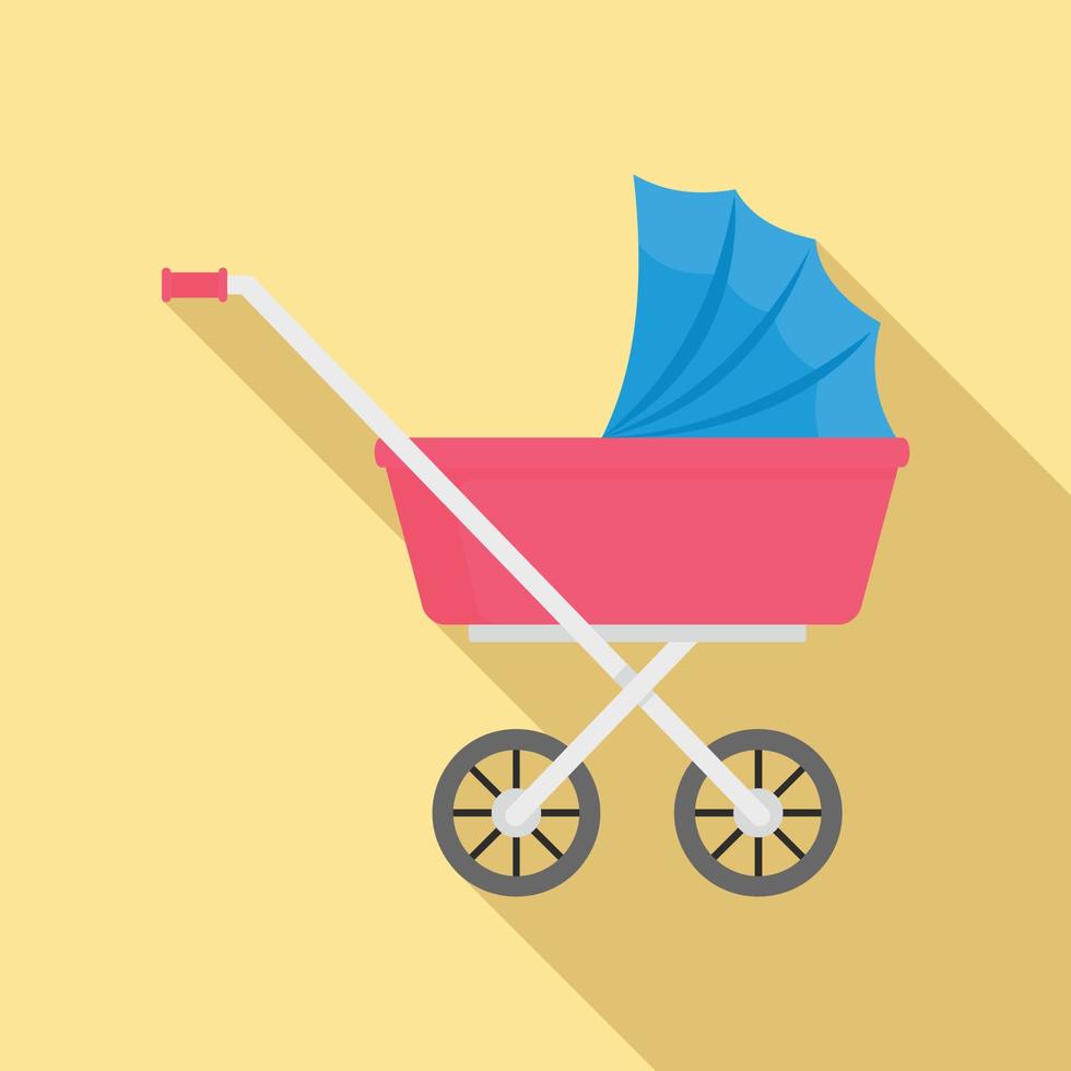 baby kinderwagen icoon, vlak stijl vector