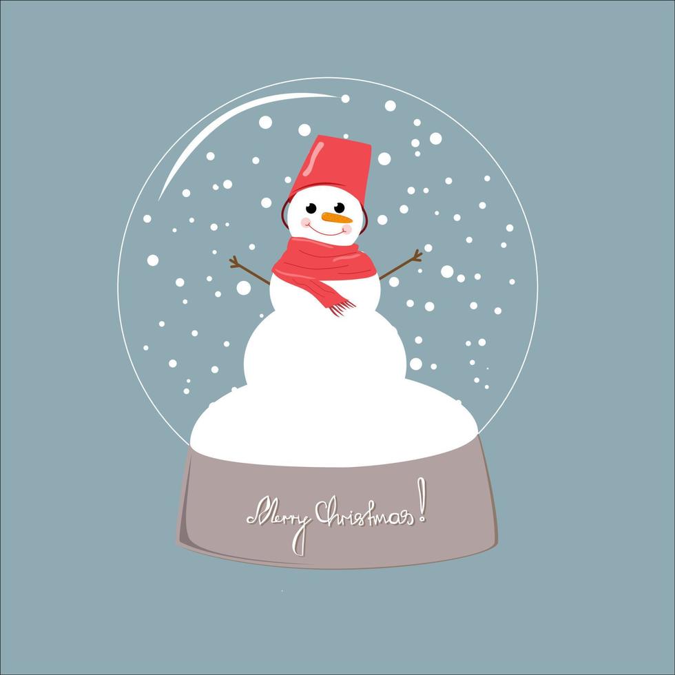 sneeuwman in een sneeuw wereldbol. Kerstmis vakantie. nieuw jaren vakantie. vector. vector
