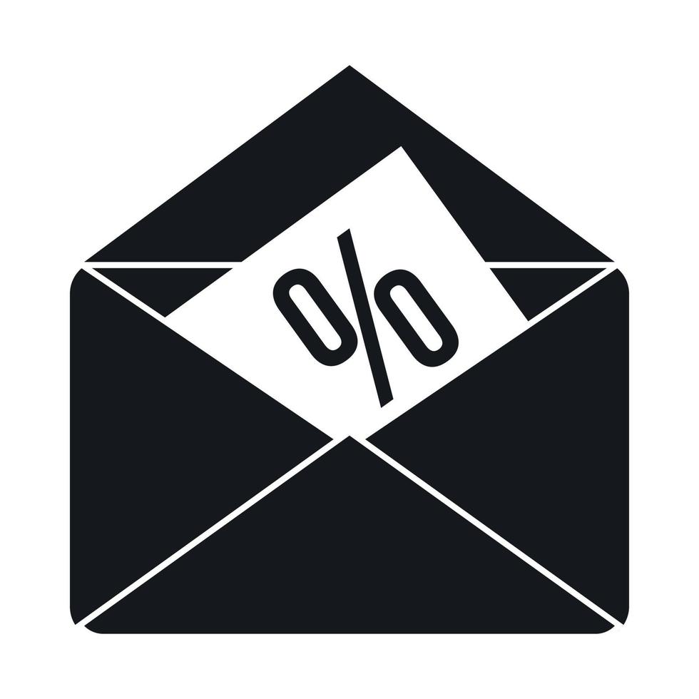 envelop met percentage icoon, gemakkelijk stijl vector
