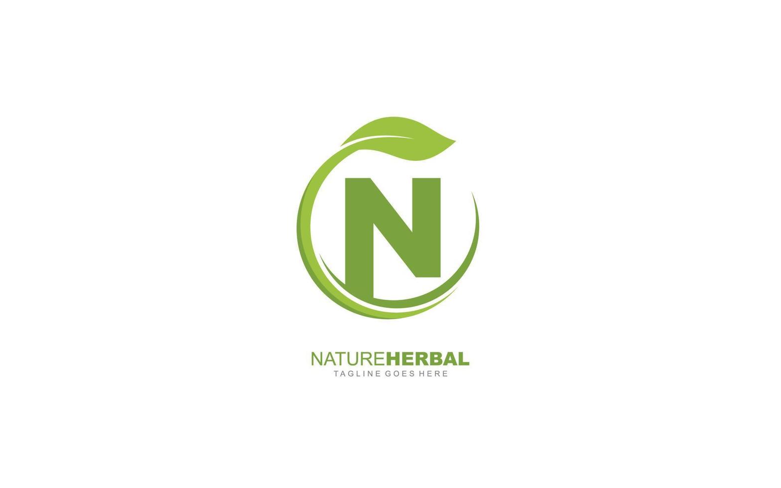 n logo blad voor identiteit. natuur sjabloon vector illustratie voor uw merk.