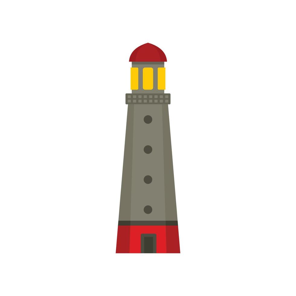 haven vuurtoren icoon, vlak stijl vector