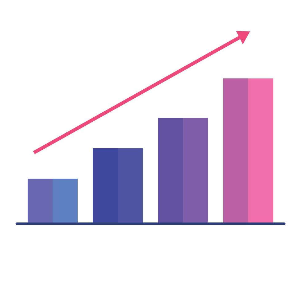 statistiekenbalken met pijl vector