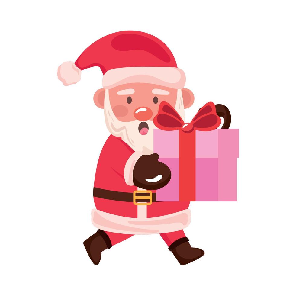 de kerstman claus met roze geschenk vector