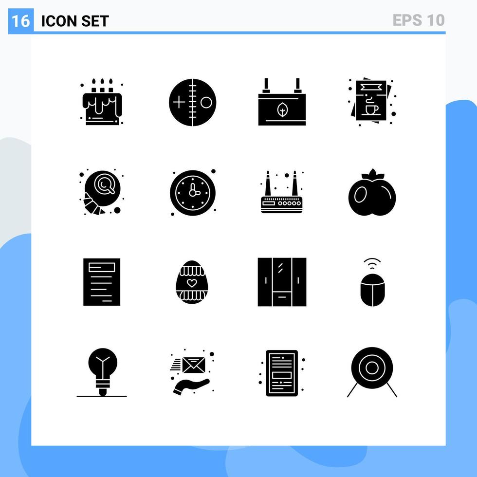 modern reeks van 16 solide glyphs en symbolen zo net zo menu koffie voodoo cafe elektriciteit bewerkbare vector ontwerp elementen