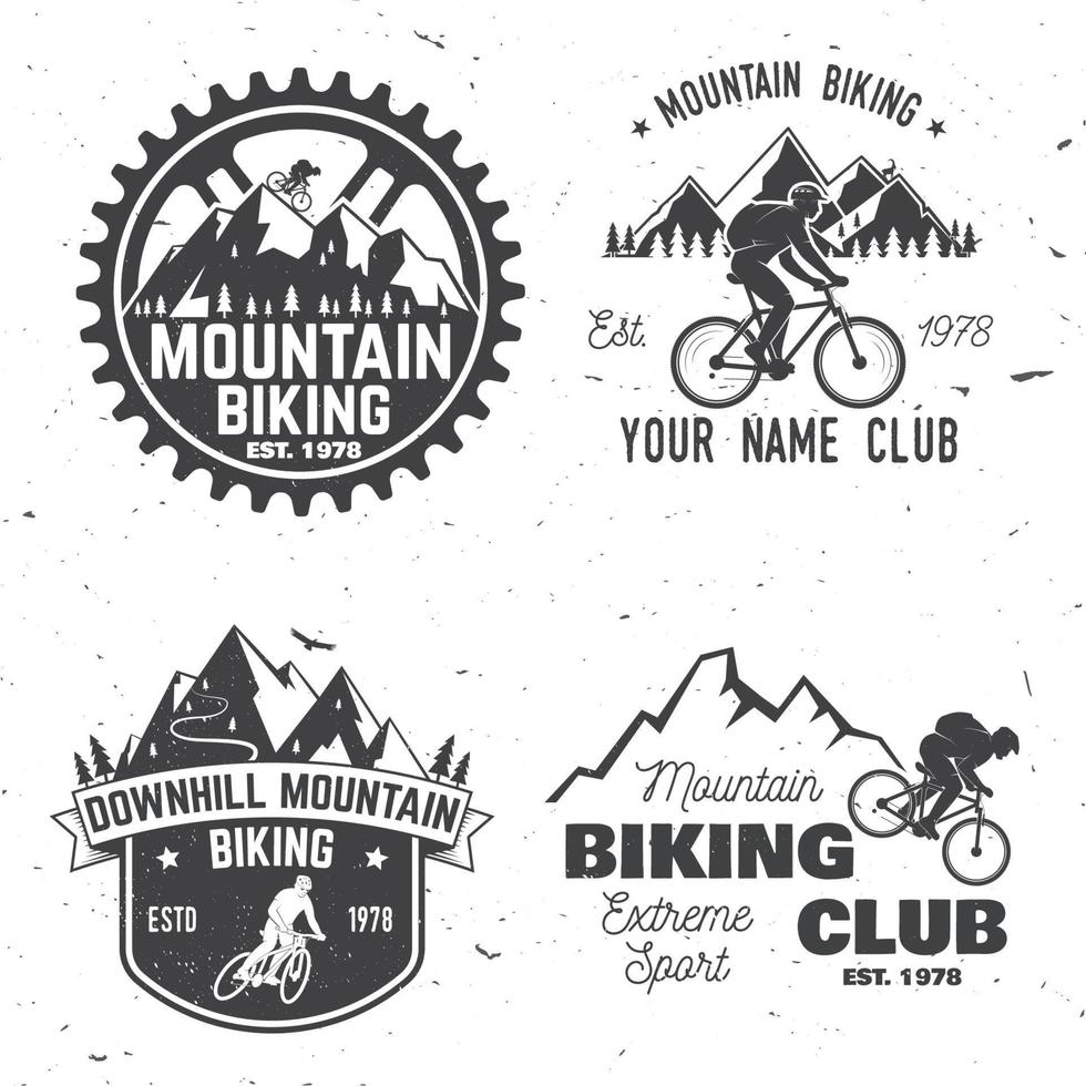 reeks van berg fietsen Clubs. vector illustratie.