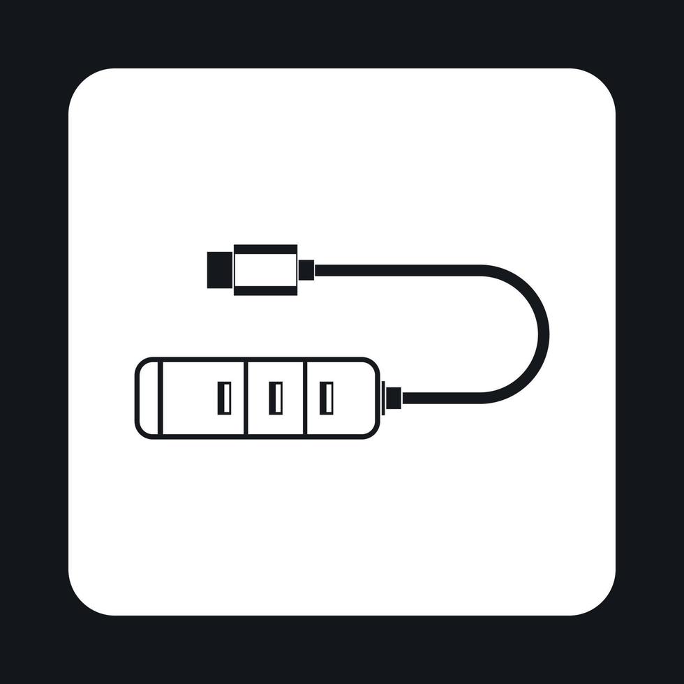 USB hub icoon, gemakkelijk stijl vector