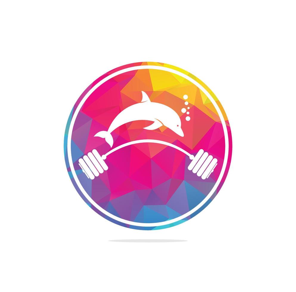 dolfijn geschiktheid logo. dolfijn Sportschool logo.eenvoudig geschiktheid logo met dolfijn concept. vector