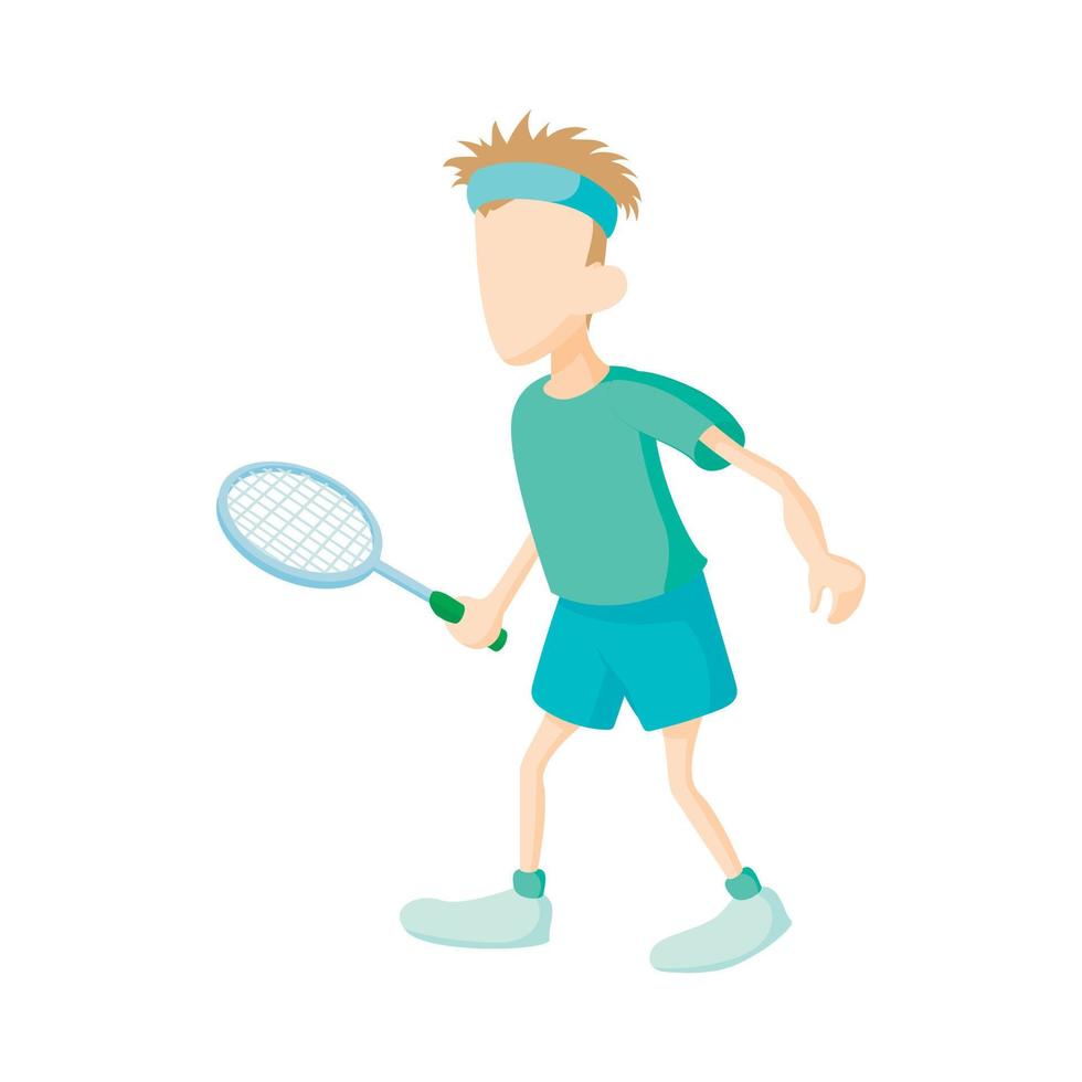 Mens spelen tennis icoon, tekenfilm stijl vector