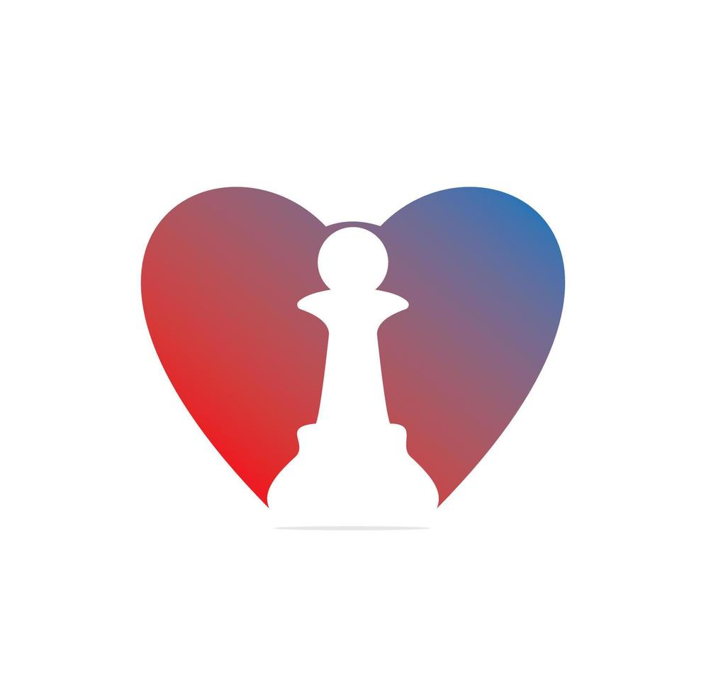 schaak hart vorm logo ontwerp vector beeld