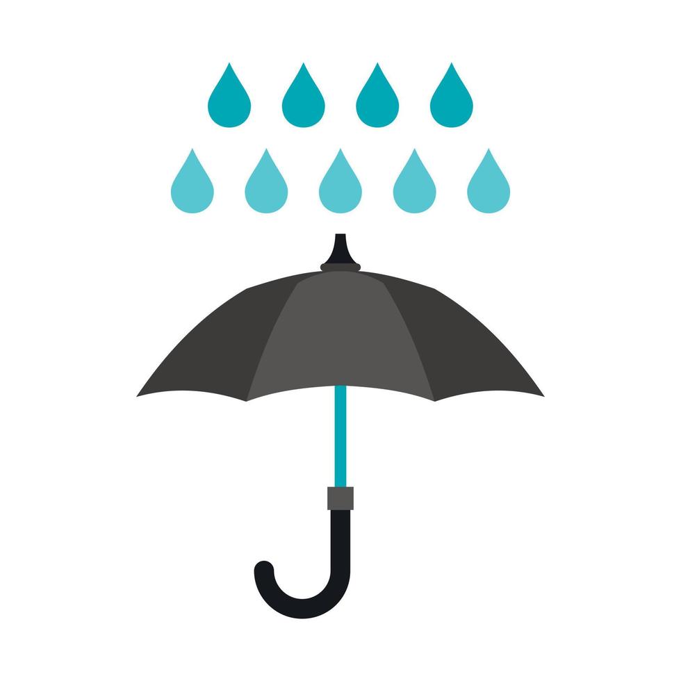 paraplu en regen icoon, vlak stijl vector