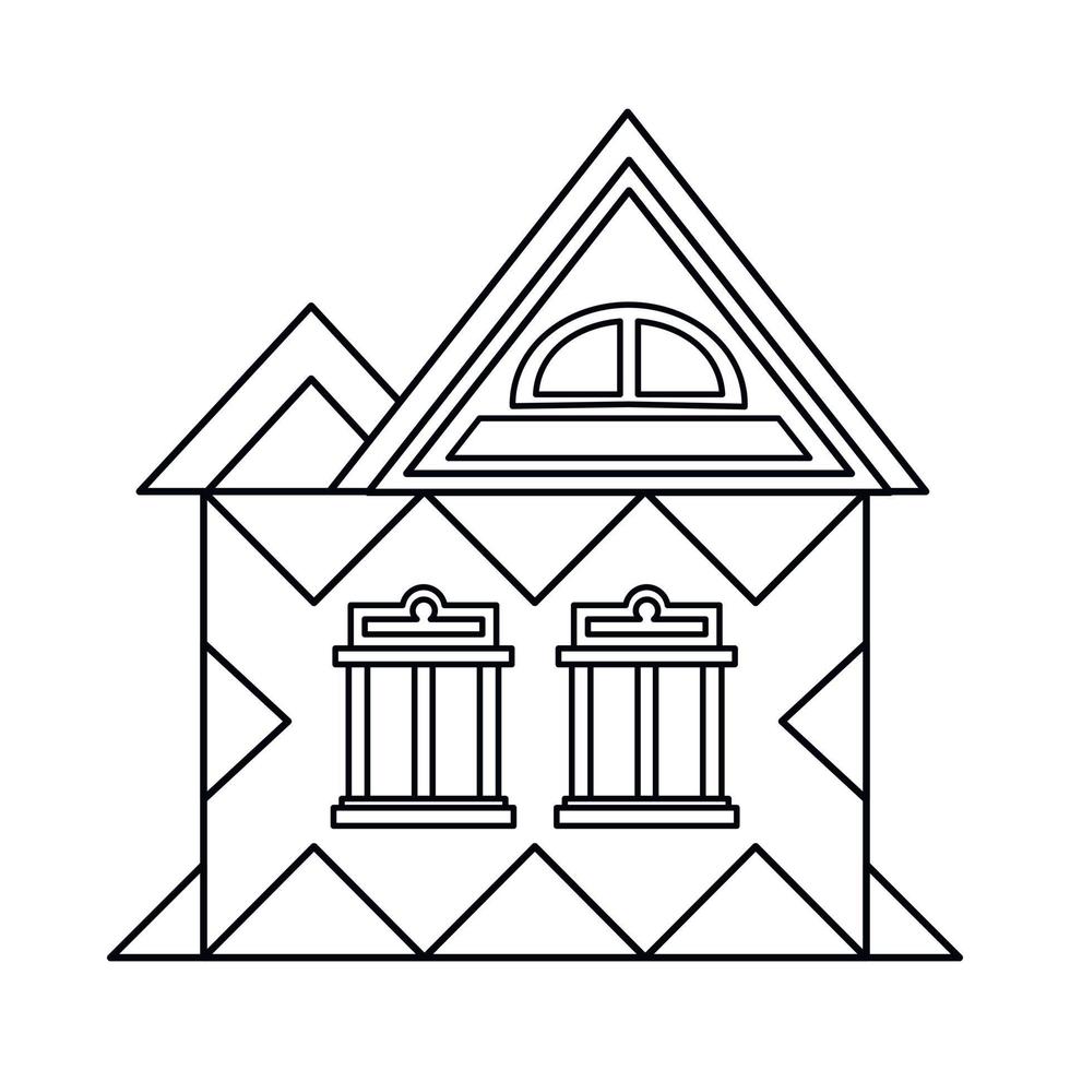 huis met zolder icoon, schets stijl vector
