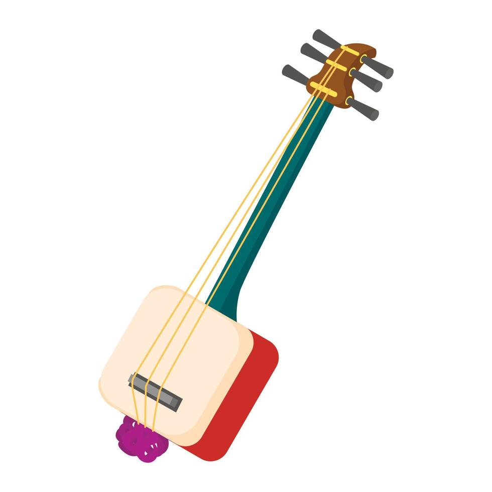 musical instrument samisen icoon, tekenfilm stijl vector