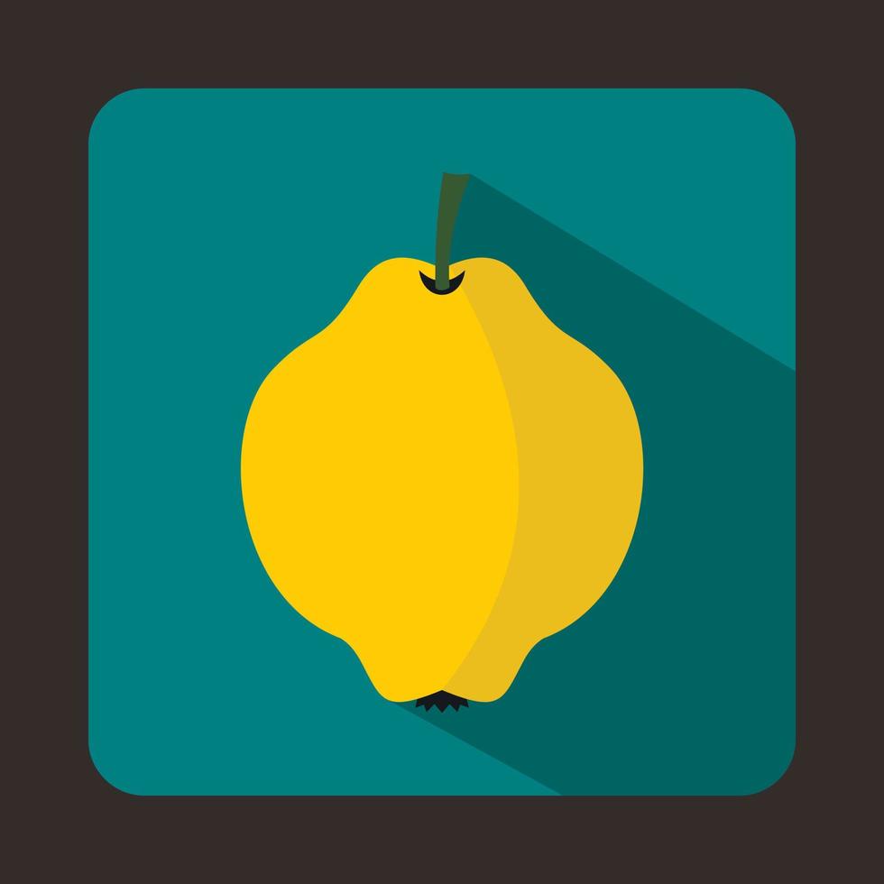 geel kweepeer fruit icoon, vlak stijl vector