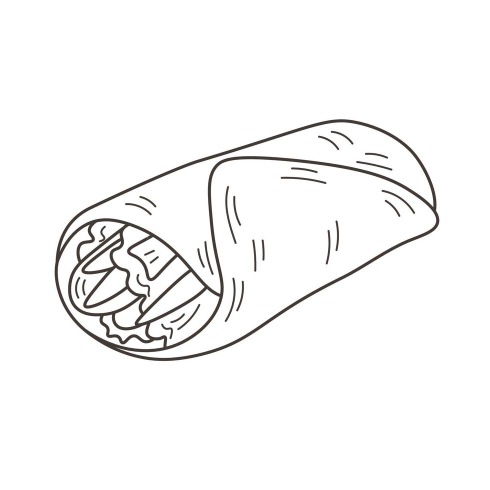 burrito of shoarma tekening voedsel illustratie vector