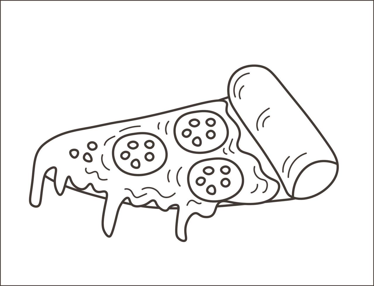 tekening stuk van pizza voedsel vector