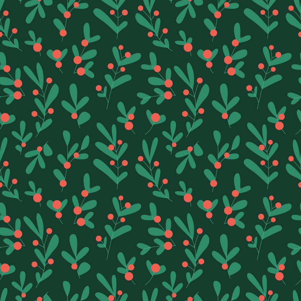 naadloos patroon met Kerstmis planten, heilig boom bladeren en bessen vector