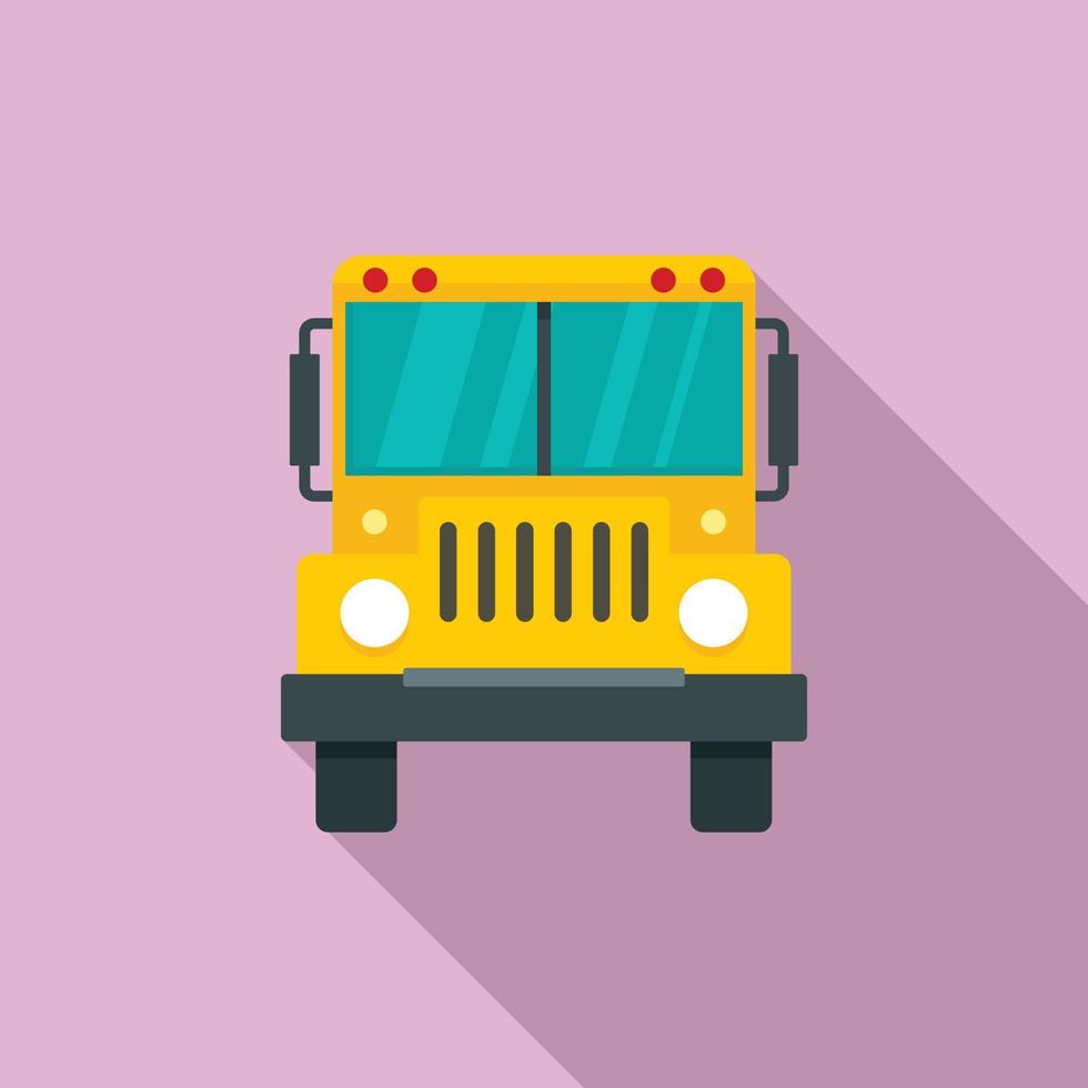 voorkant van school- bus icoon, vlak stijl vector