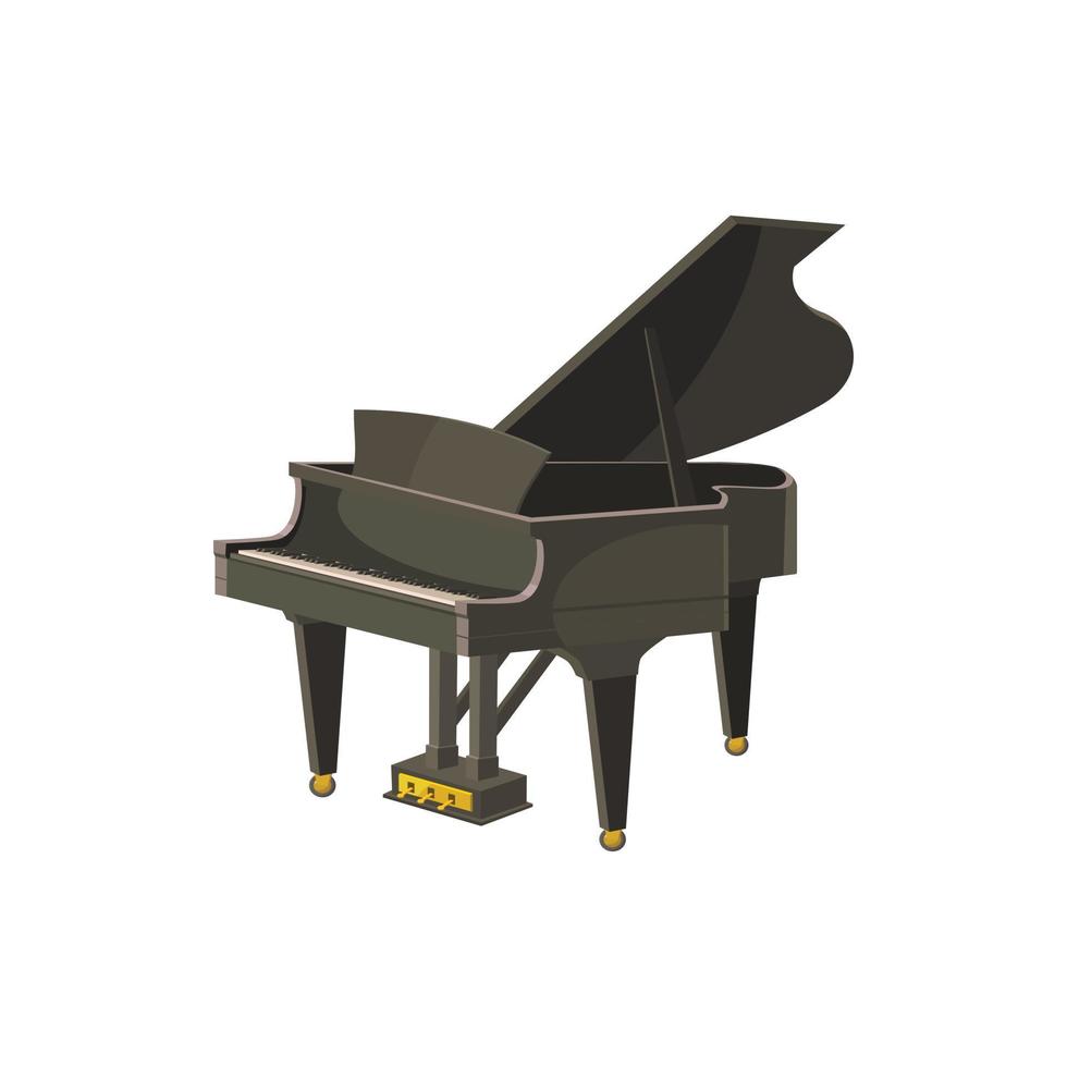 zwart groots piano icoon, tekenfilm stijl vector