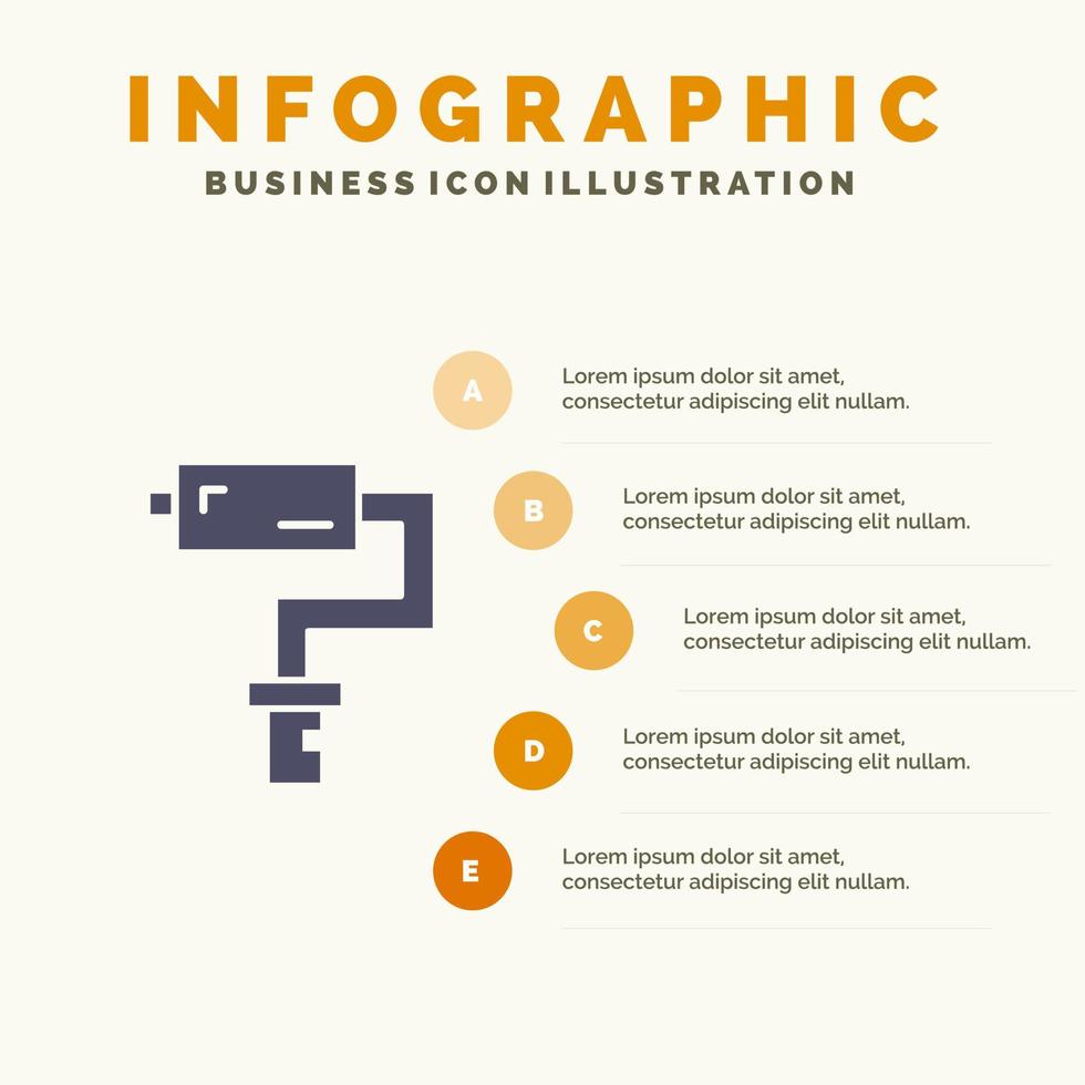 verf rol borstel schilder gereedschap solide icoon infographics 5 stappen presentatie achtergrond vector