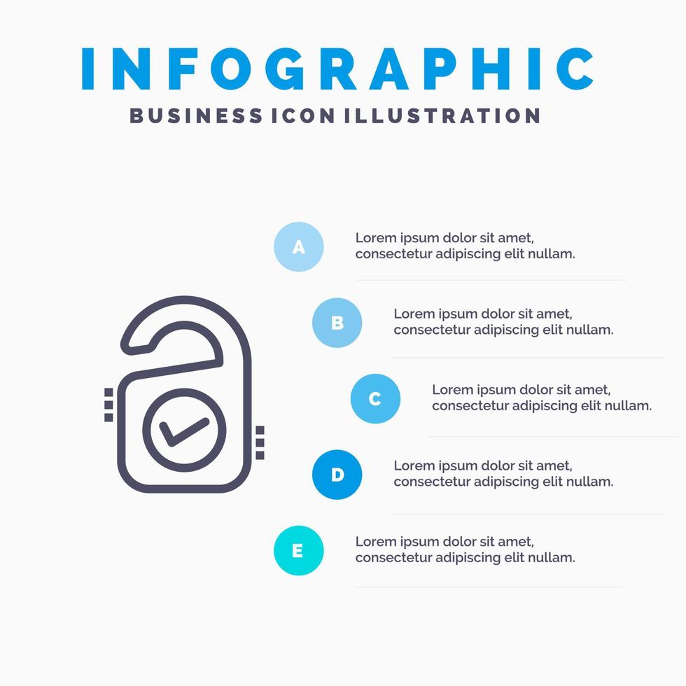 label uitverkoop hotel teken blauw infographics sjabloon 5 stappen vector lijn icoon sjabloon