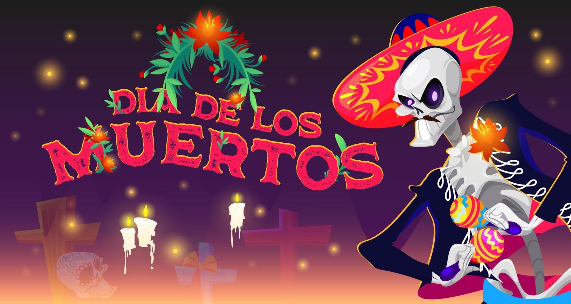 dia de los Muertos tekenfilm banier, Mexicaans dag vector