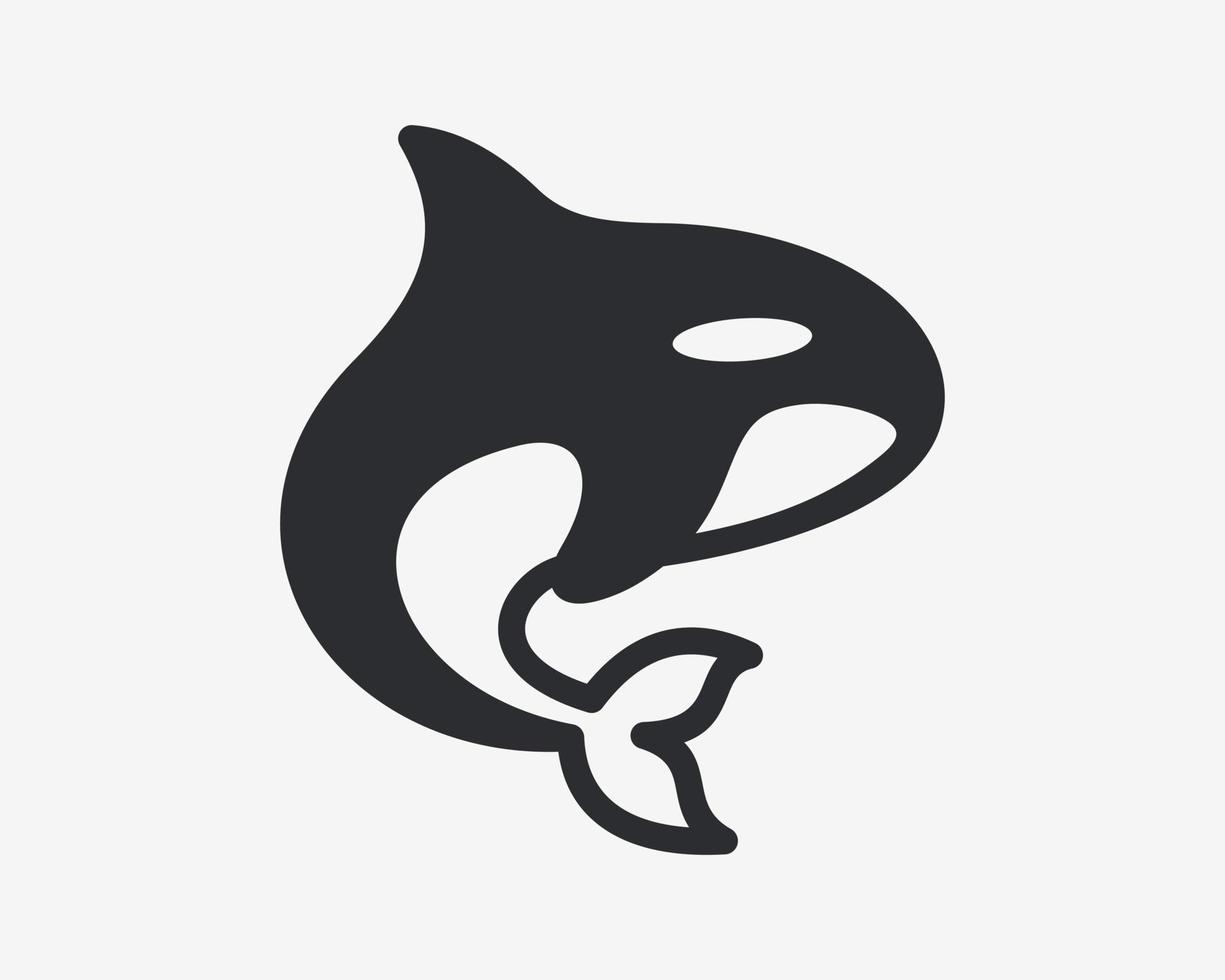 orka walvis moordenaar walvisachtig grampus geïsoleerd silhouet mascotte vlak illustratie vector logo ontwerp