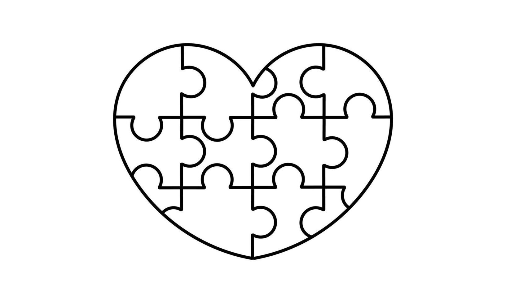 hand- getrokken hart vormig puzzel herontwerp vector