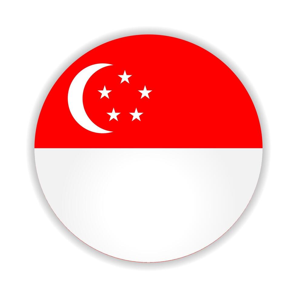 ronde vlag van Singapore. vector illustratie.