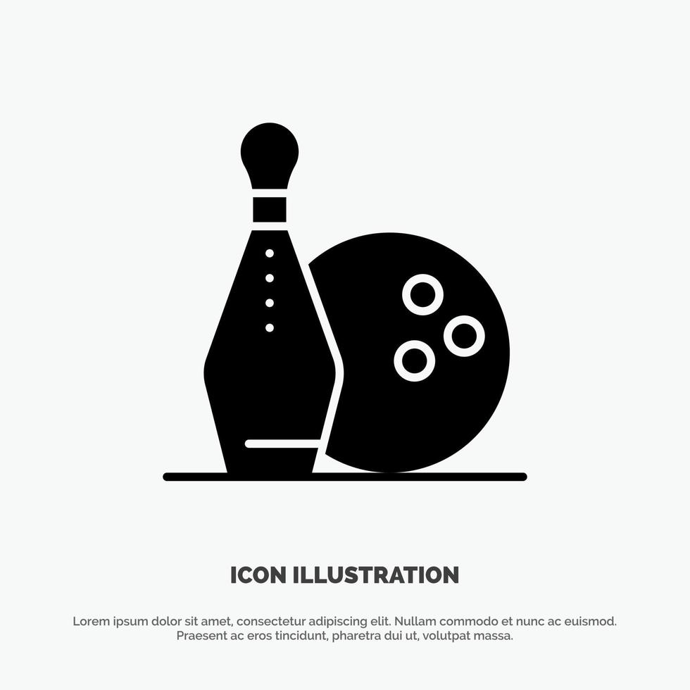 werkzaamheid bowling kommen vaatje leng solide glyph icoon vector