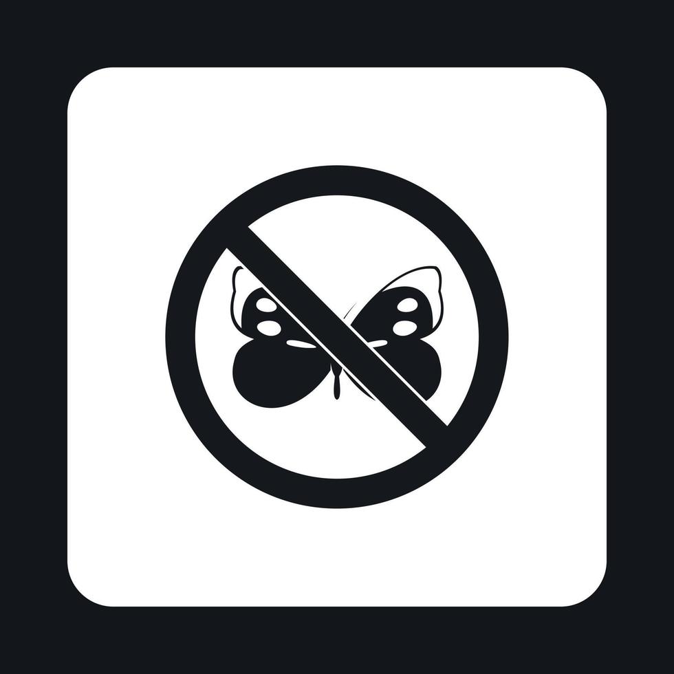 verbod teken vlinder icoon, gemakkelijk stijl vector