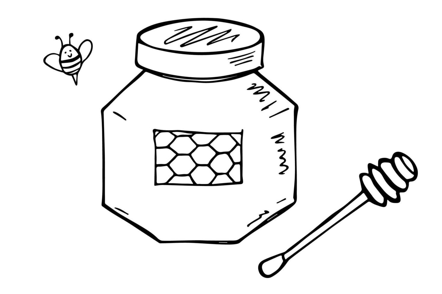 hand- getrokken honing pot clip art. gezond natuurlijk biologisch Product tekening. vector