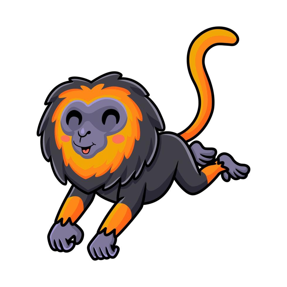 schattig weinig leeuw aap tekenfilm jumping vector