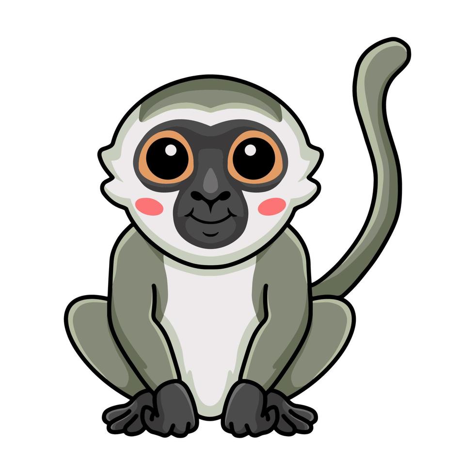 schattig weinig vervet aap tekenfilm zittend vector