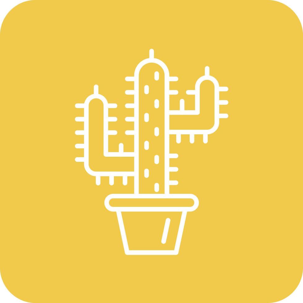 cactus lijn ronde hoek achtergrond pictogrammen vector