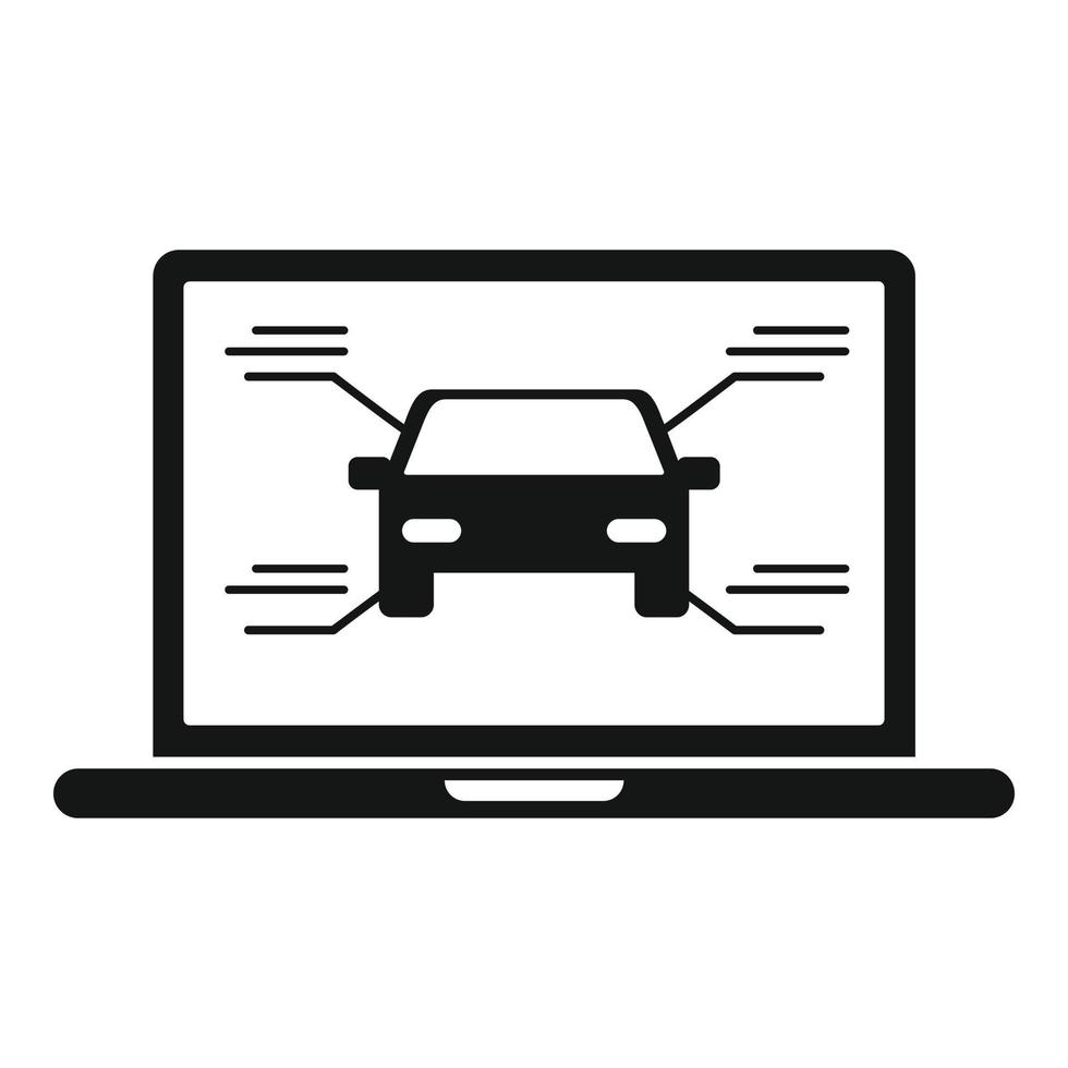 auto onderhoud laptop icoon, gemakkelijk stijl vector