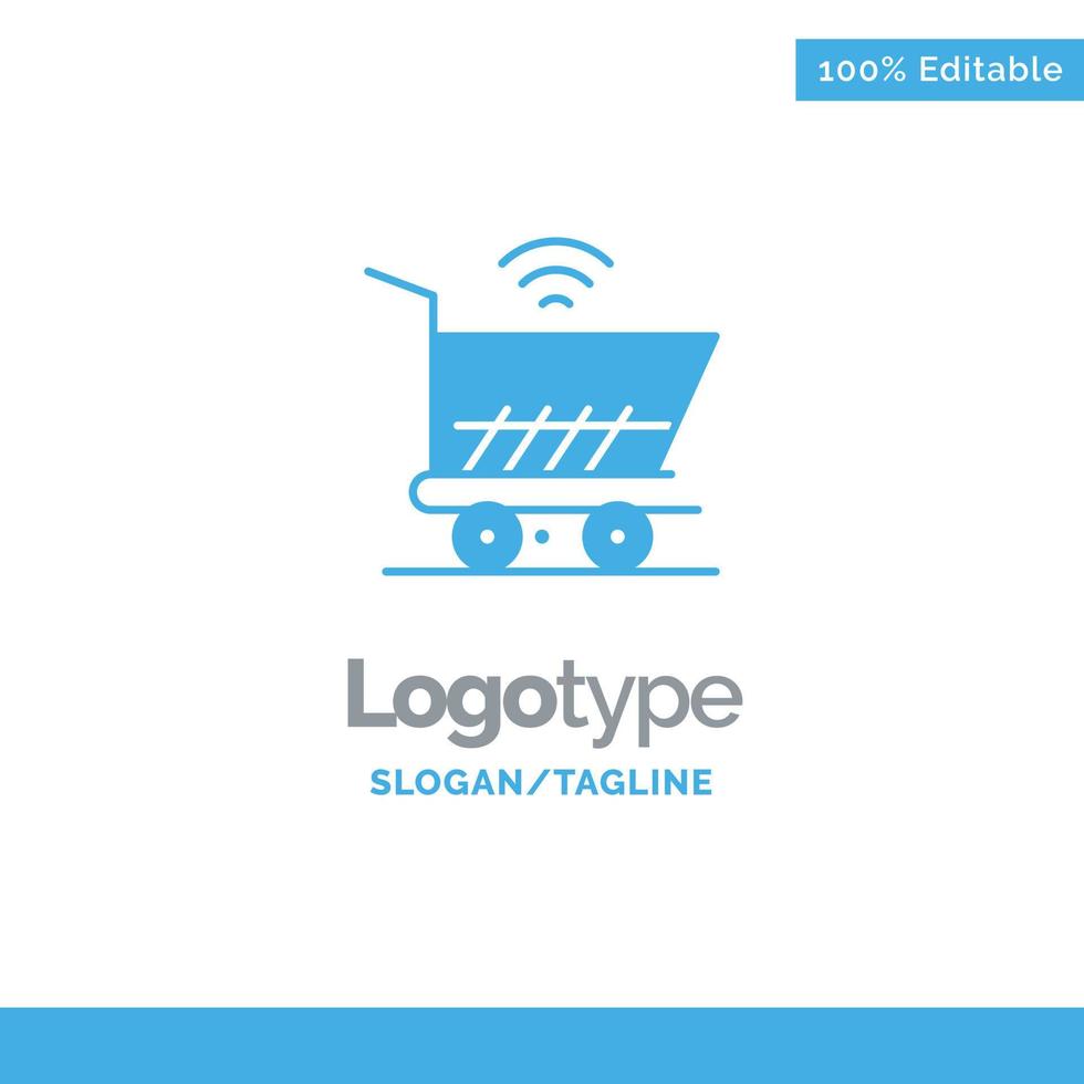 trolley kar Wifi boodschappen doen blauw solide logo sjabloon plaats voor slogan vector