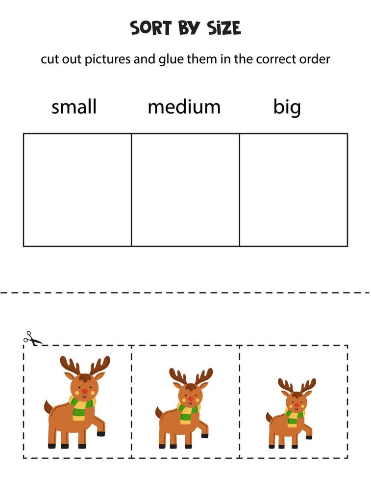 soort schattig rendieren door maat. leerzaam werkblad voor kinderen. vector