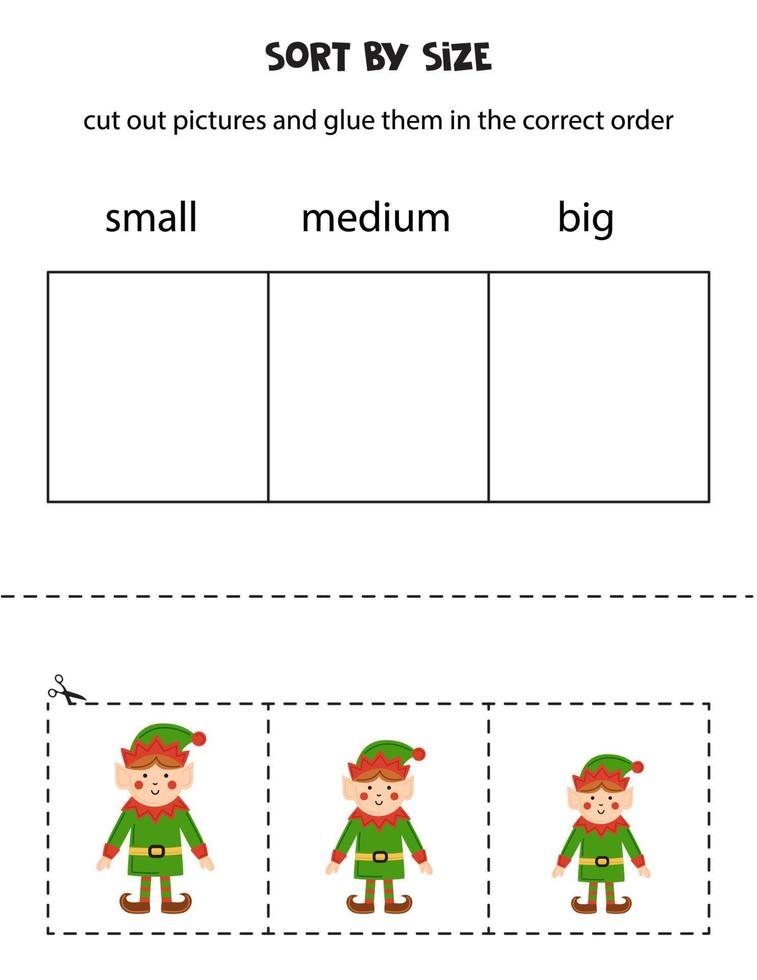 soort schattig elfen door maat. leerzaam werkblad voor kinderen. vector