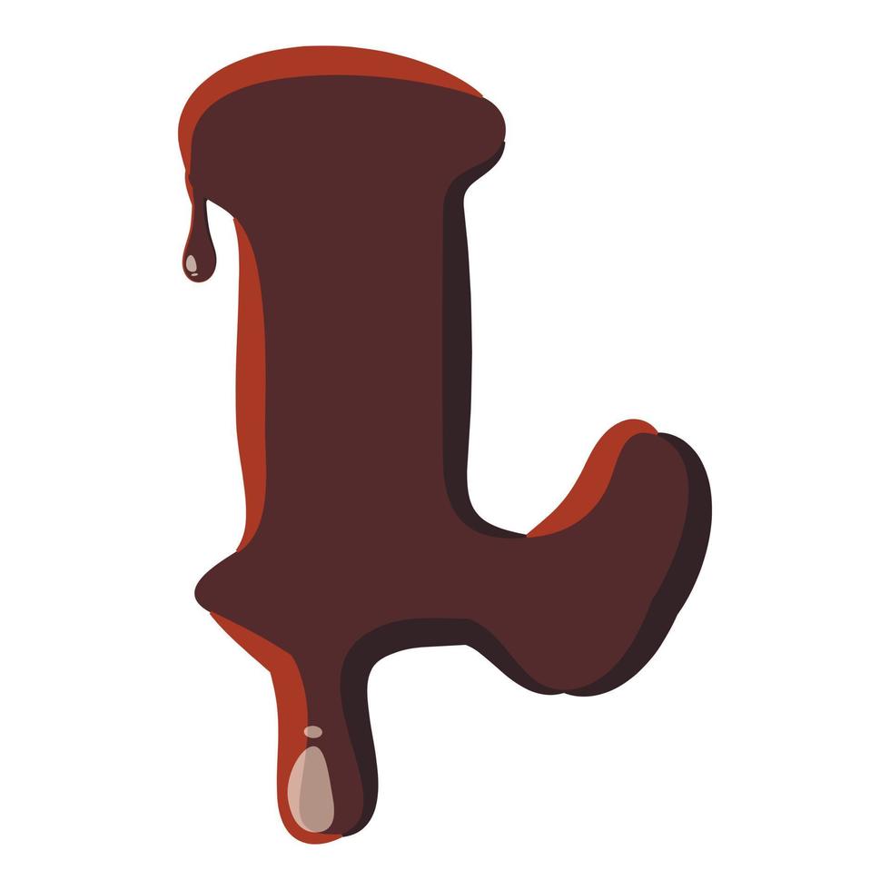 brief l van Latijns alfabet gemaakt van chocola vector